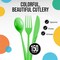 Exquisite Polished Plastic Silverware – 150 Pcs Heavy Duty Cutlery Set – 50 Each of Forks, Knives & Spoons – Disposable Utensil Set for Parties, Events & Catering – Flatware Set by Party Solids